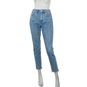 REFORMATION Women's Seamed Jeans Raw Cropped hem in Caribbean wash sz 25